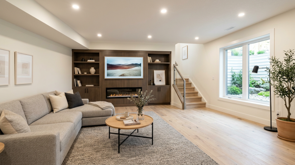 Modern basement living room finish